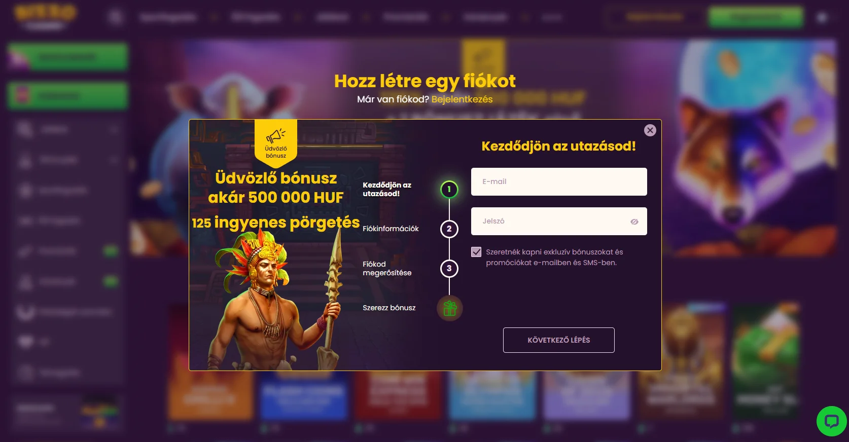 Regisztráció és fiók létrehozása a Bizzo Casino oldalán lépésről lépésre Regisztráció és fiók létrehozása a Bizzo Casino oldalán